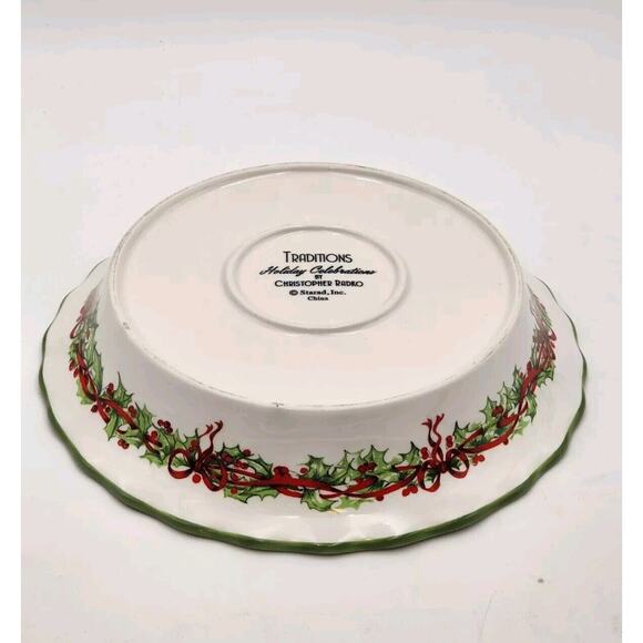 Christopher Radko Traditions Holiday Celebrations Quiche Pie Plate Dish 10" - Picture 12 of 16